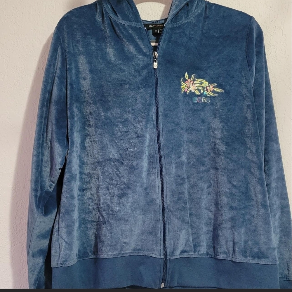 BCBGMaxAzria Blue Velour Jacket